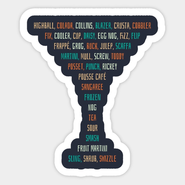 Cocktail Types as a Martini glass Sticker by Dr. Cork